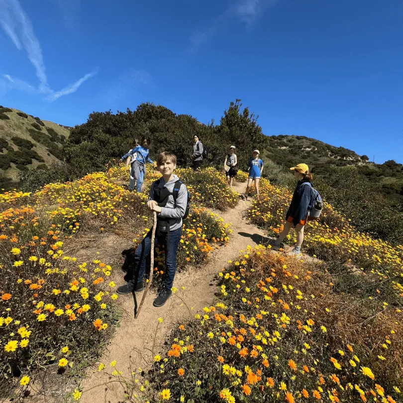kids hiking wildflower trail outdoor adventure